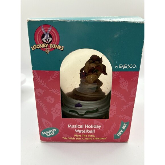 Vintage Looney Tunes Taz Tasmanian Devil Christmas Musical Snow Water Globe - Picture 8 of 10